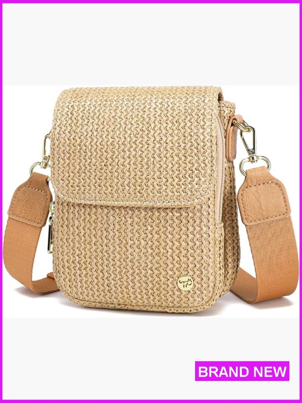 Woven Crossbody Bag Small Summer Purse RFID Phone Travel Beach Straw Handbag